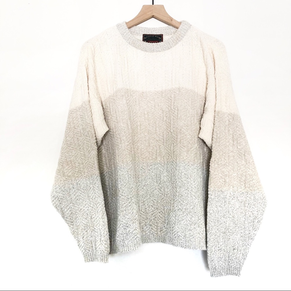 Oversized Chunky Neutral Color Block Sweater